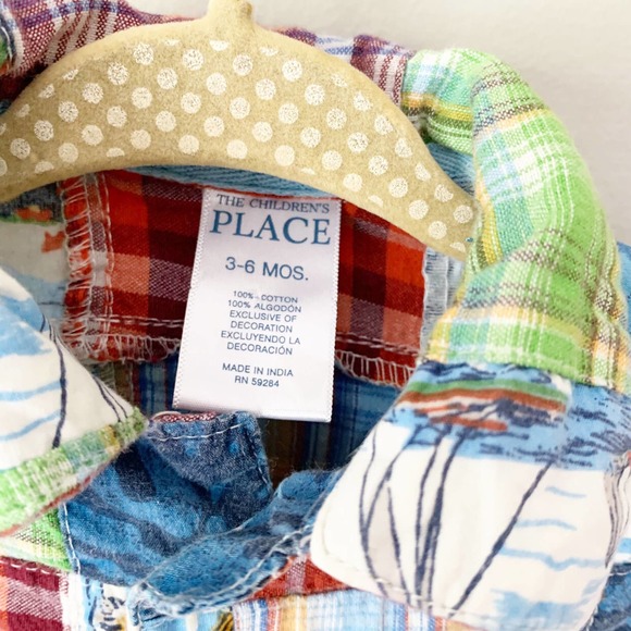 Vintage TCP Hawaiian Patchwork Madras Shirt | 3-6 Mos - Picture 4 of 4